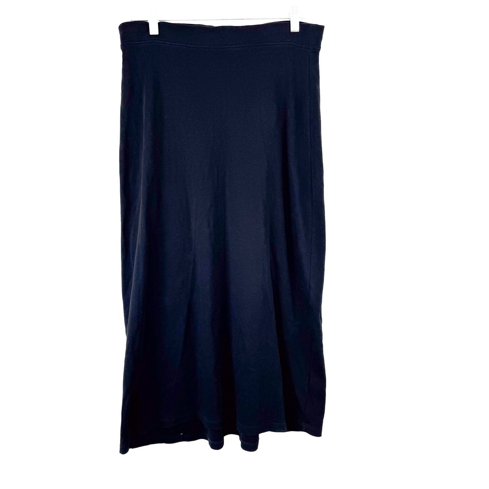 Peruvian Connection Black Pima Cotton Maxi Skirt Elastic Waist Size M